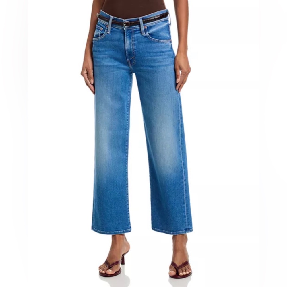 MOTHER Denim The Mid Rise Rambler Zip Ankle Jeans: Wide straight-leg